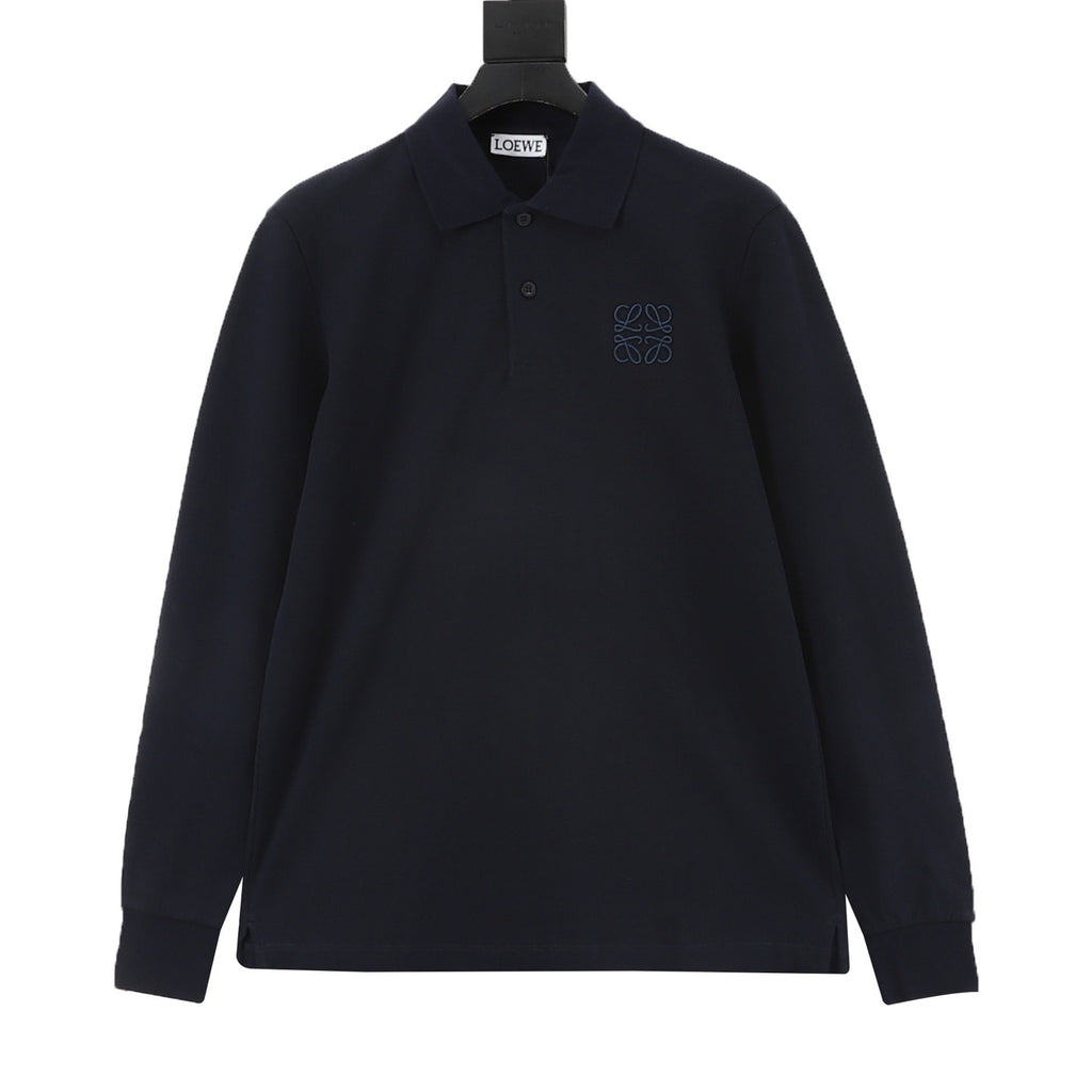 Loewe Women's Men's Navy Anagram Long-Sleeve Polo Shirt