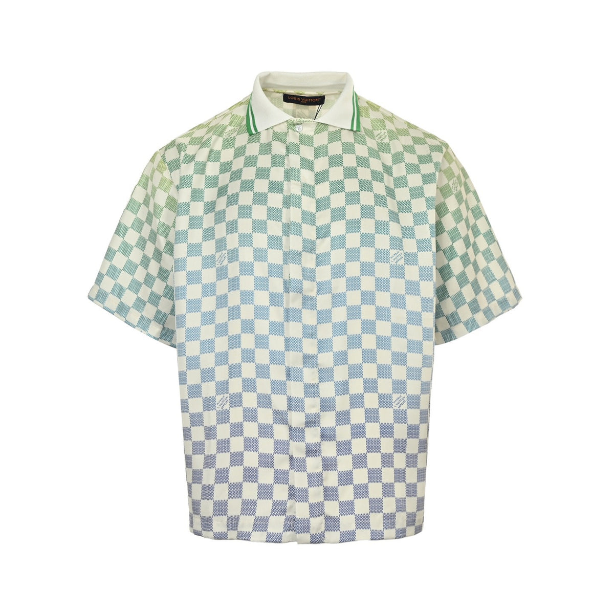 Louis Vuitton Gradient Checkerboard Print Short-Sleeve Shirt in White