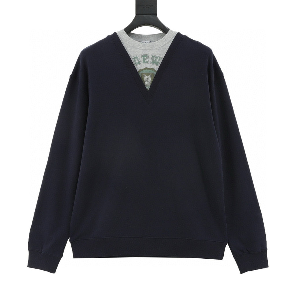 Loewe Collegiate Print Faux Two-Piece Layered Sweatshirt