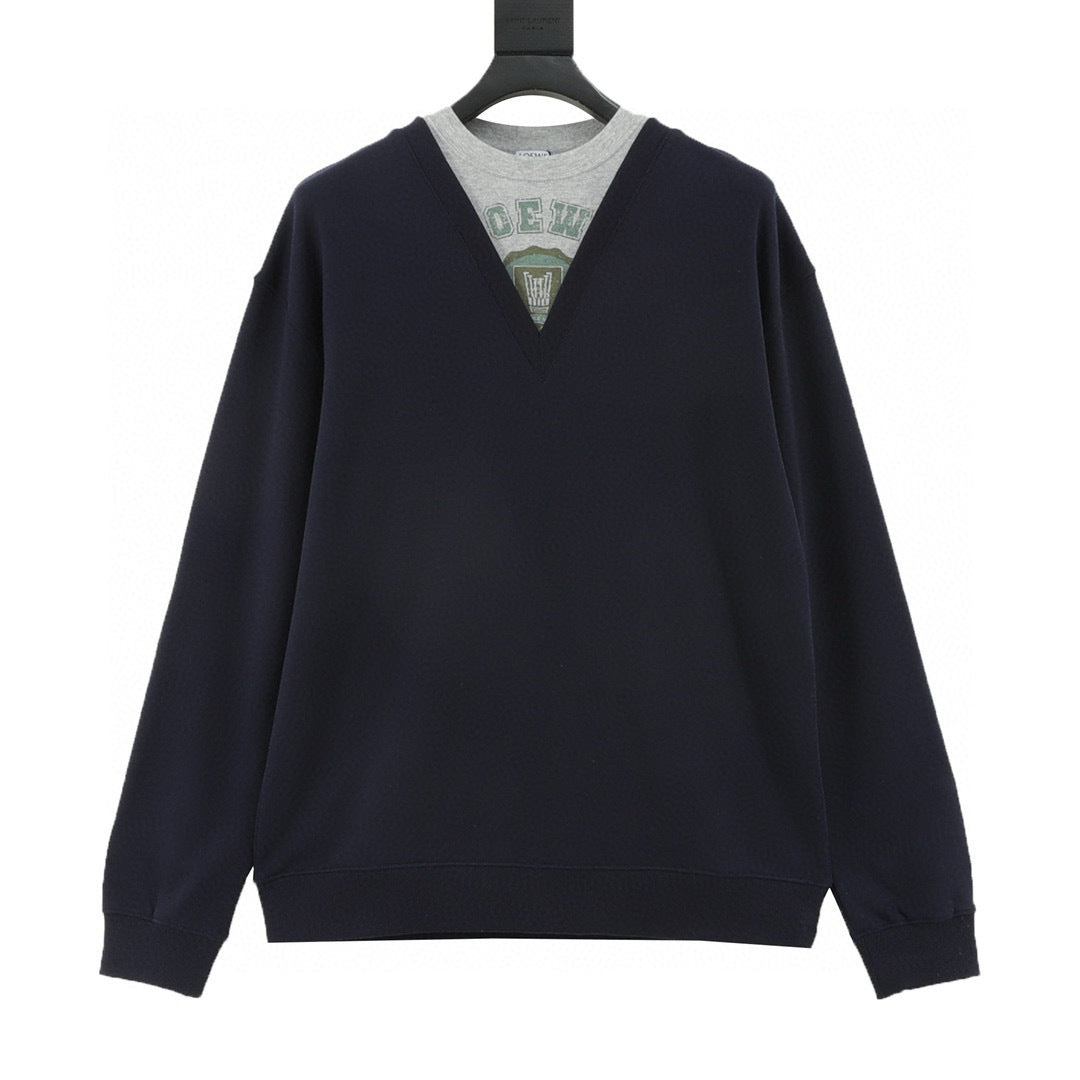 Loewe Collegiate Print Faux Two-Piece Layered Sweatshirt