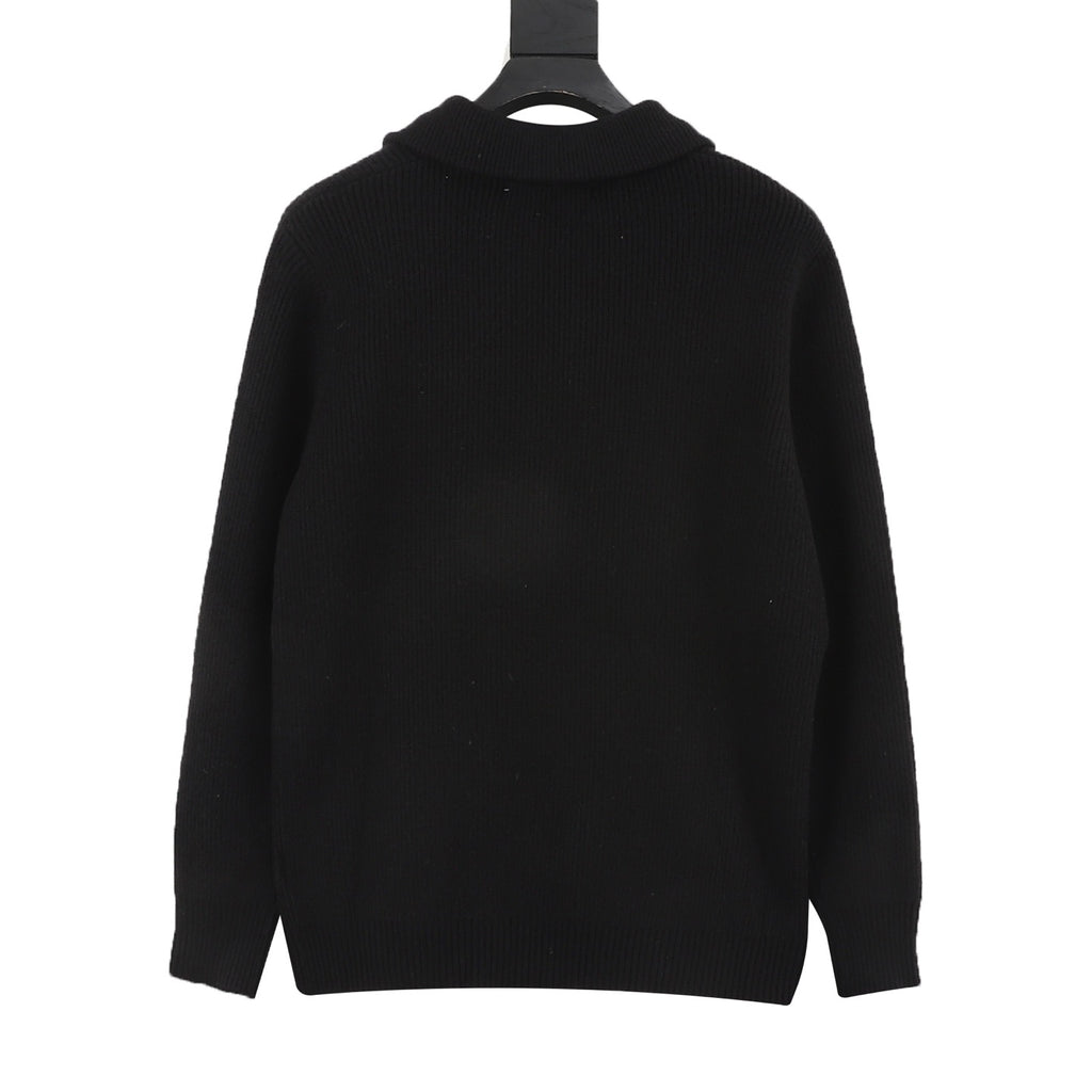 Calvin Klein Women's Men's Black Full-Zip Ribbed Knit Sweater