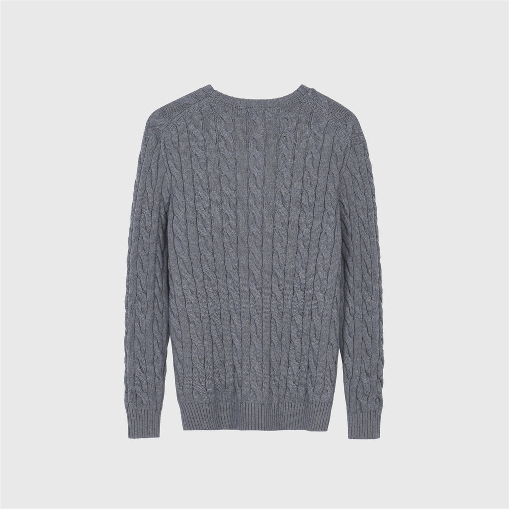 Polo Ralph Lauren Women's Men's Dark Grey Cable Knit Crewneck Sweater