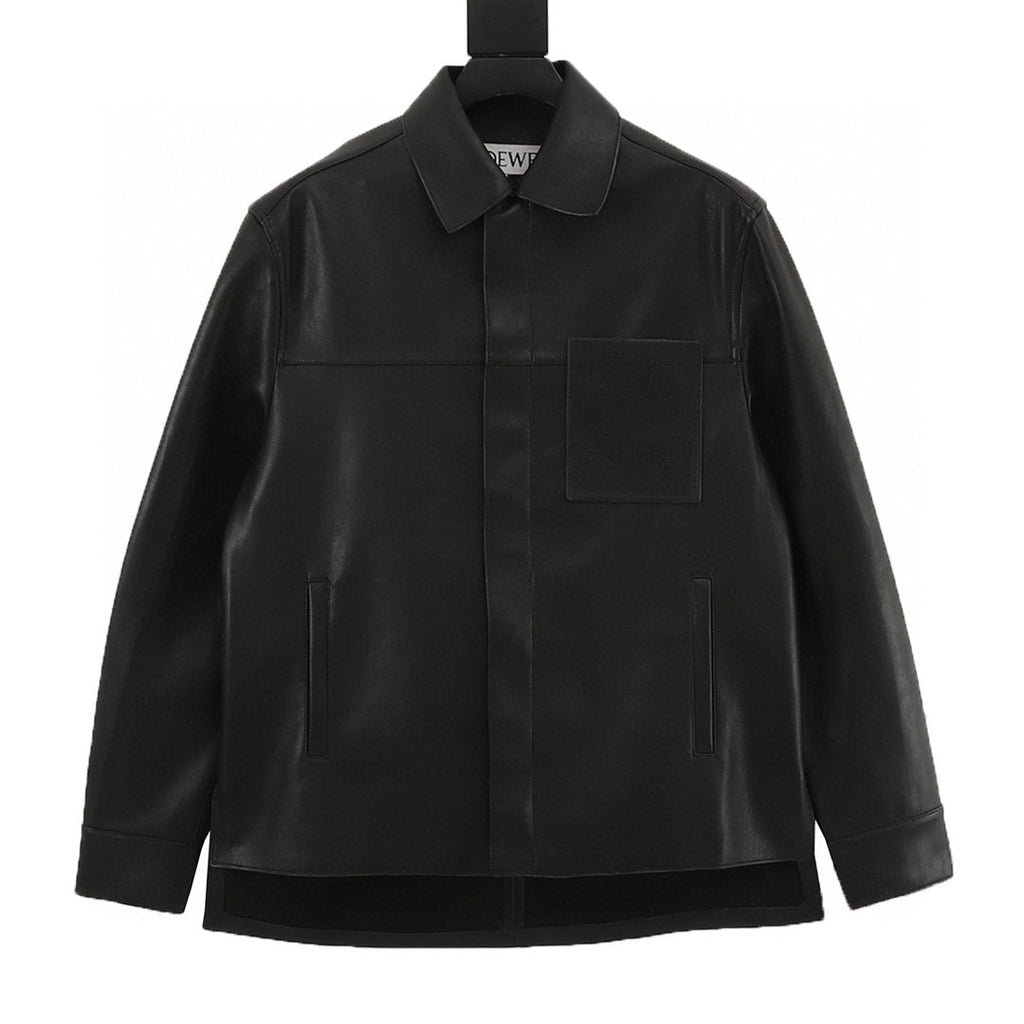 Loewe Anagram Patch Pocket Leather Overshirt Jacket