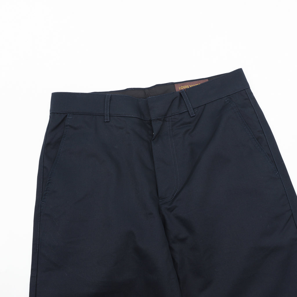 Louis Vuitton LV Leather Tag Silk-Cotton Crepe Straight-Leg Trousers