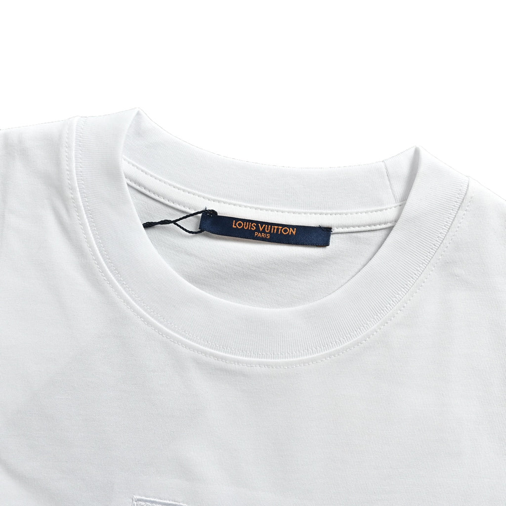 Louis Vuitton Embossed Square LV Logo Short-Sleeve T-Shirt in White