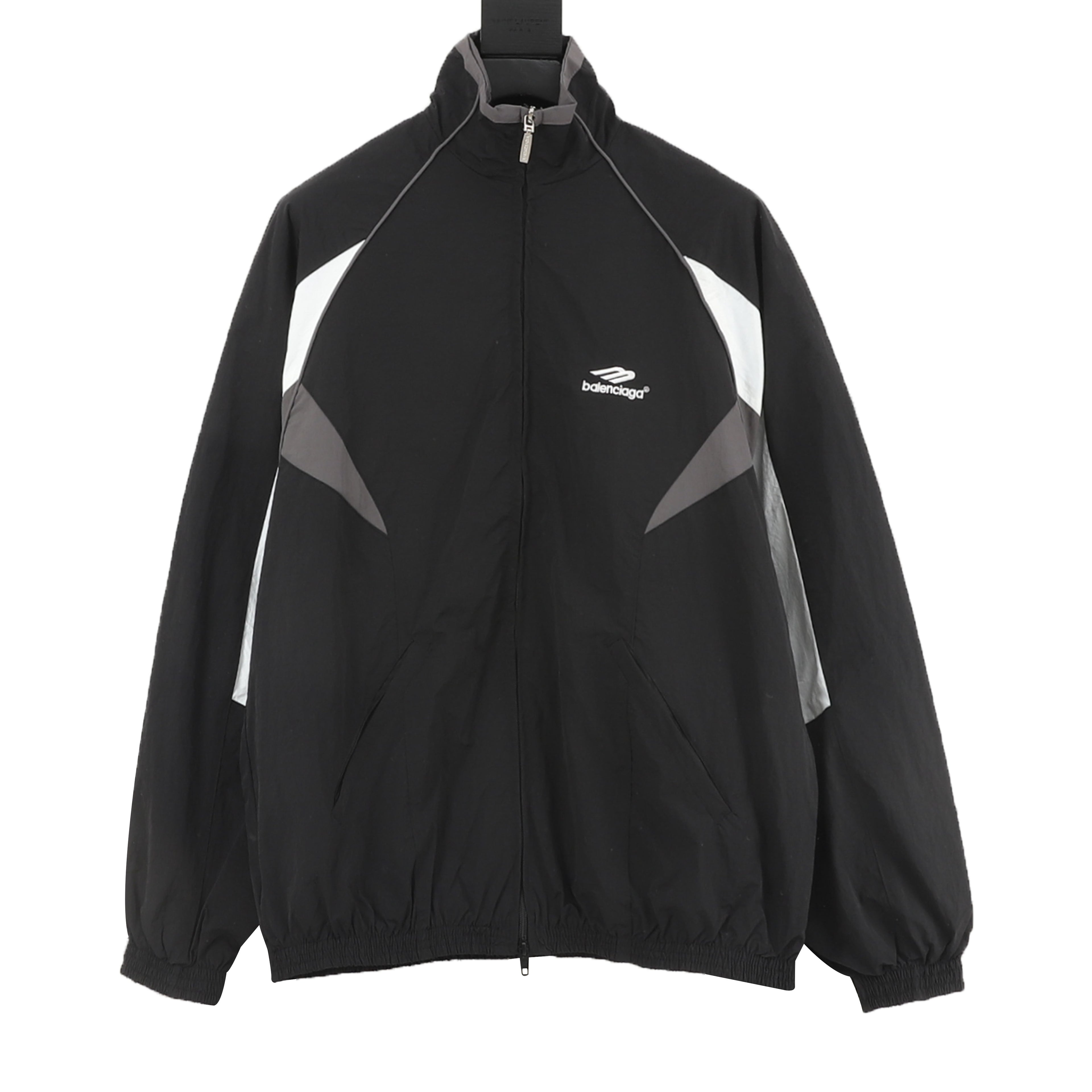 Balenciaga BLCG Sport Logo Track Jacket — Black, Geometric Panel | FW24