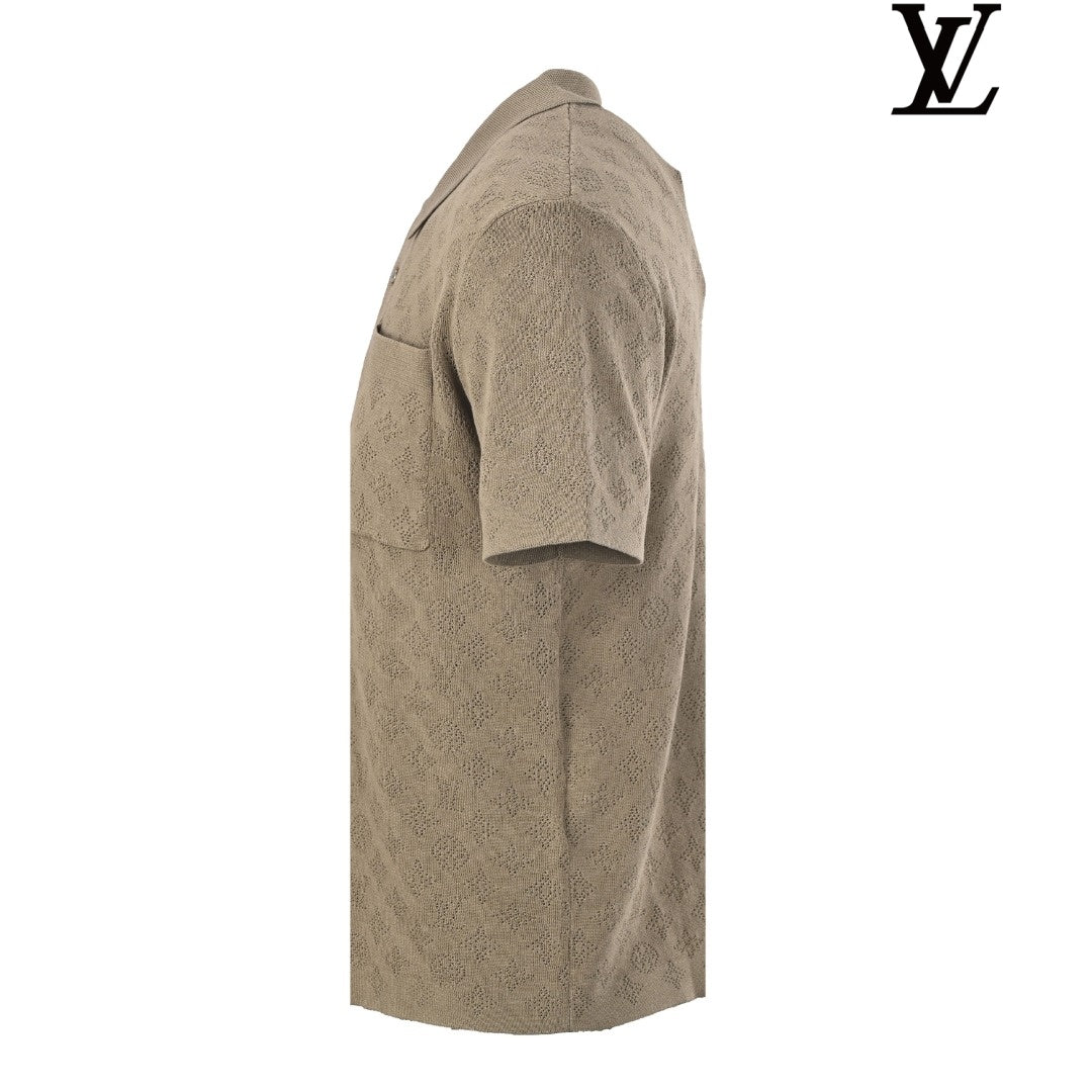Louis Vuitton Khaki Monogram Knit Polo Shirt