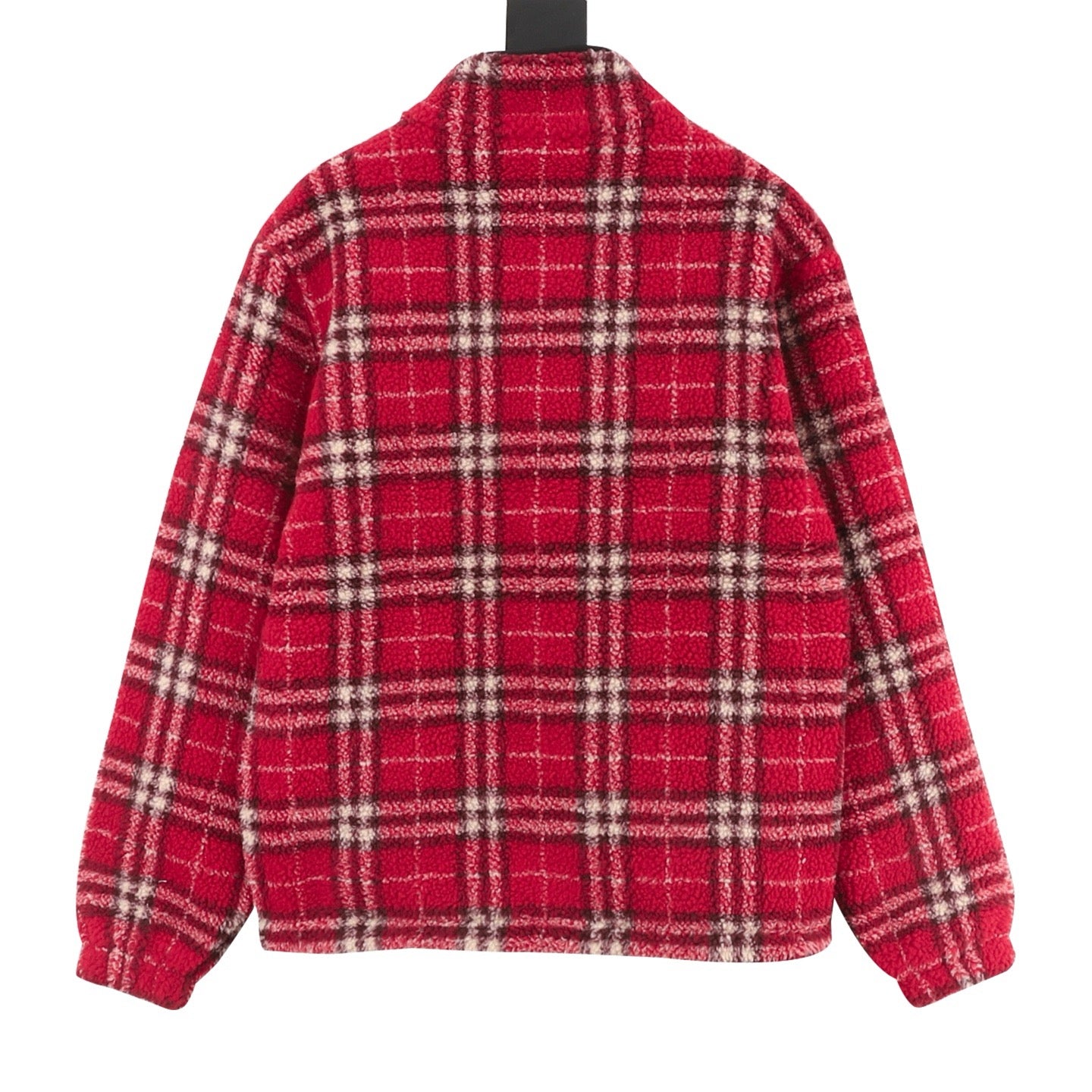 Burberry Red Check Wool-Blend Teddy Jacket