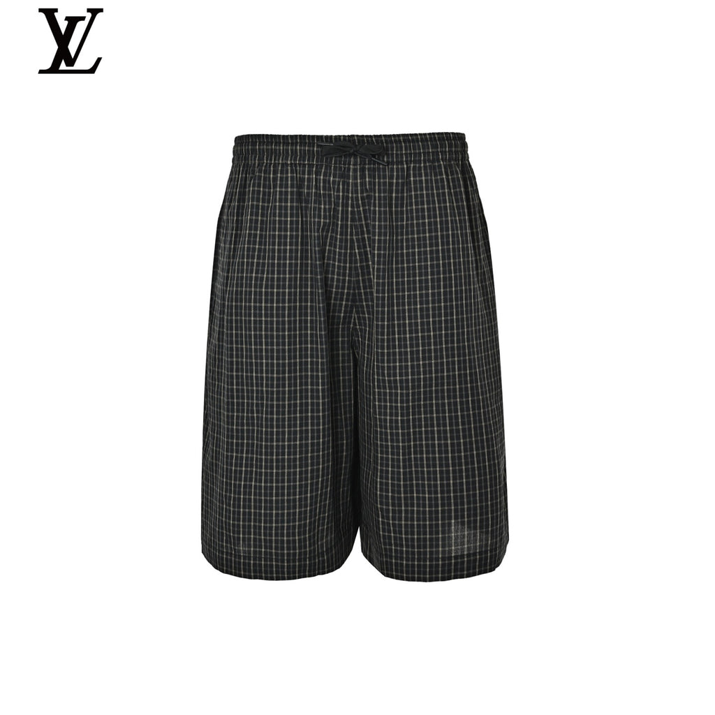 Louis Vuitton Men's Black Check Drawstring Shorts