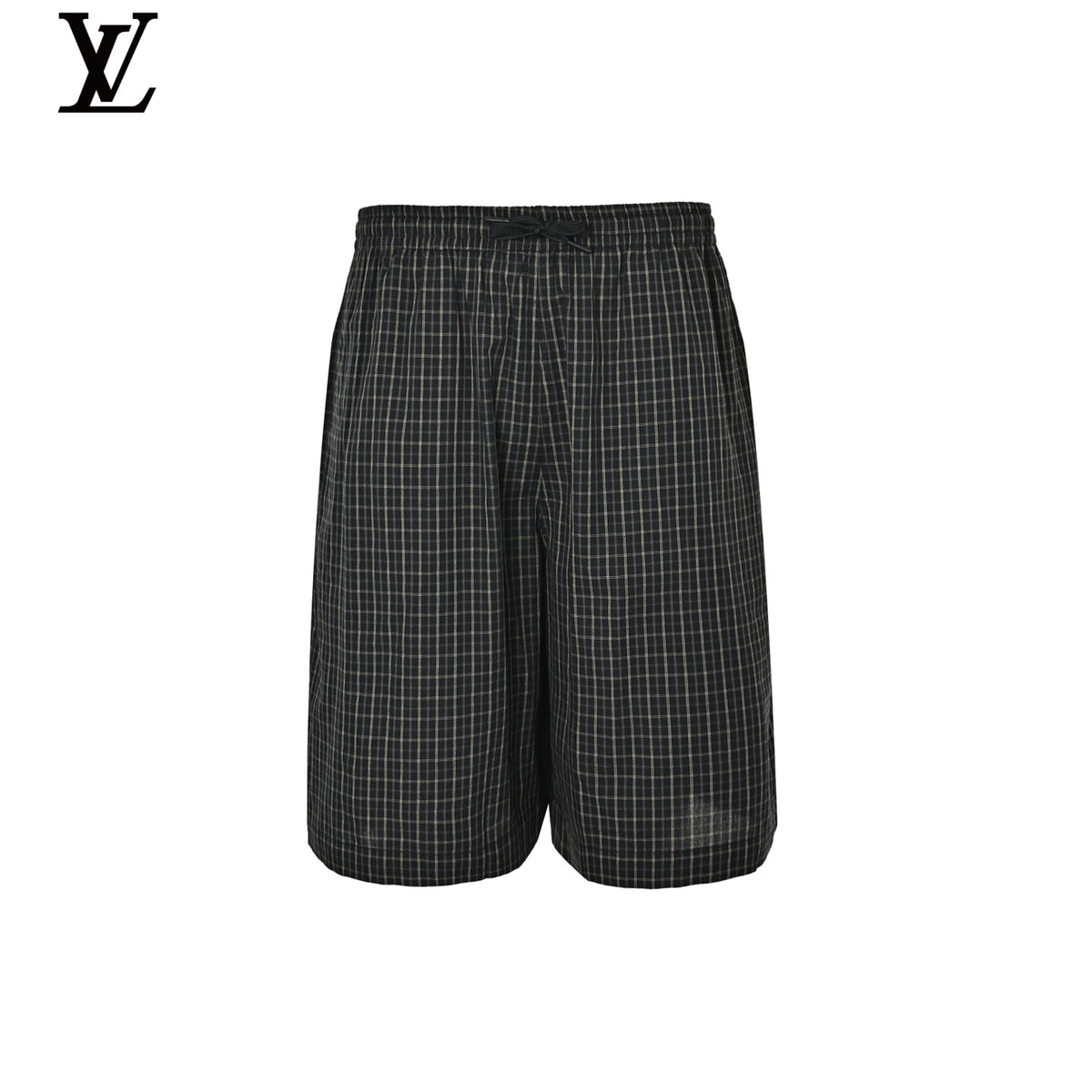 Louis Vuitton Men's Black Check Drawstring Shorts