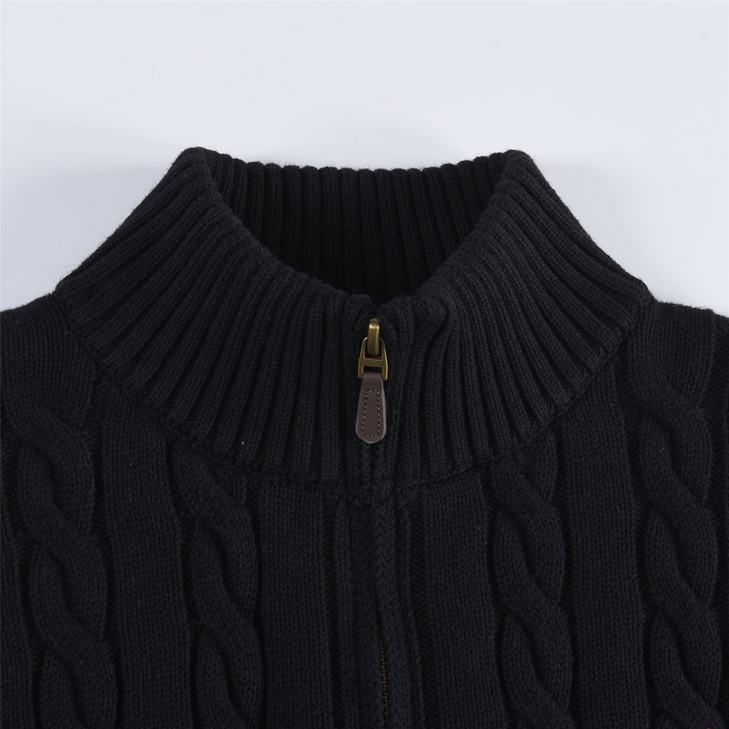 Polo Ralph Lauren Women's & Men's Black Cable-Knit Half-Zip Sweater