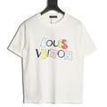 Louis Vuitton Multicolor Letter Logo Print Short-Sleeve T-Shirt in White