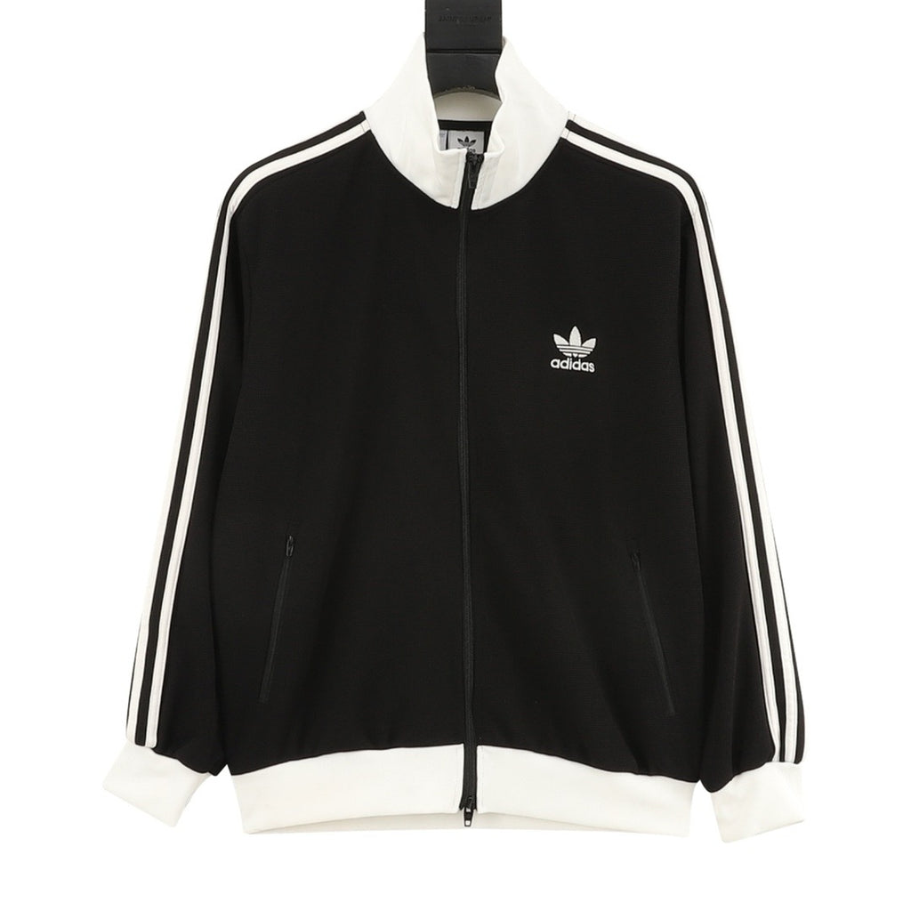 Adidas Originals American Retro Trefoil Track Jacket | Cream Burgundy Stripe Navy Trim