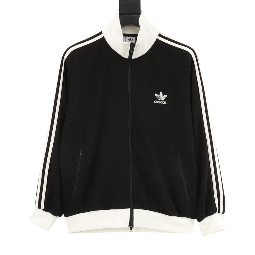 Adidas Originals American Retro Trefoil Track Jacket | Cream Burgundy Stripe Navy Trim