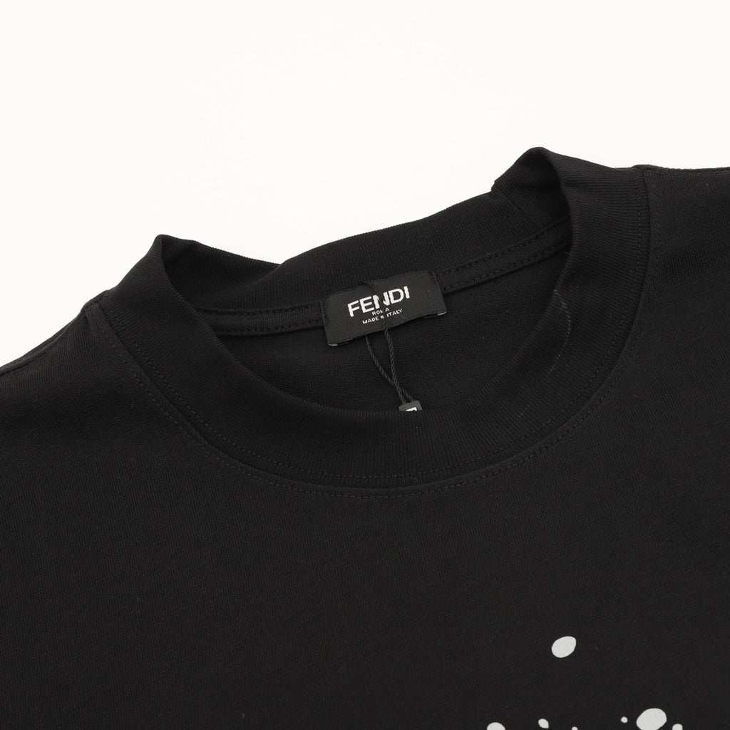 Fendi FF Monster Eyes Splash Print Short-Sleeve T-Shirt in Black