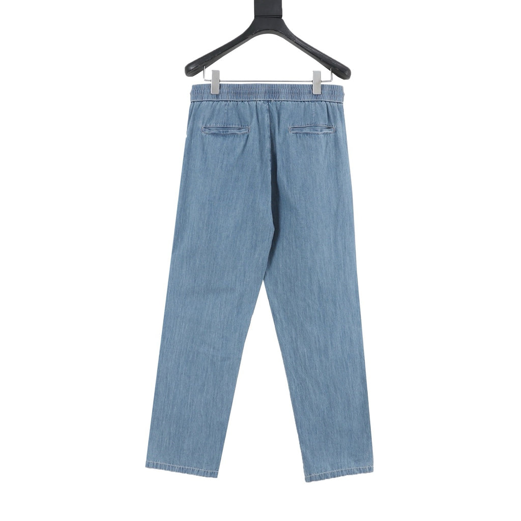 Brunello Cucinelli Washed Cotton Denim Casual Trousers