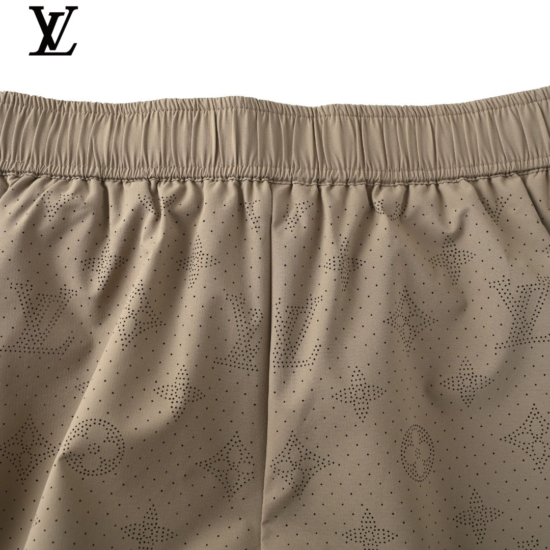 Louis Vuitton Beige Perforated Monogram Elastic Waist Shorts