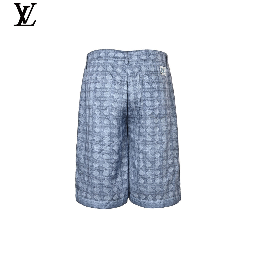 Louis Vuitton Blue Geometric Pattern Silk Shorts