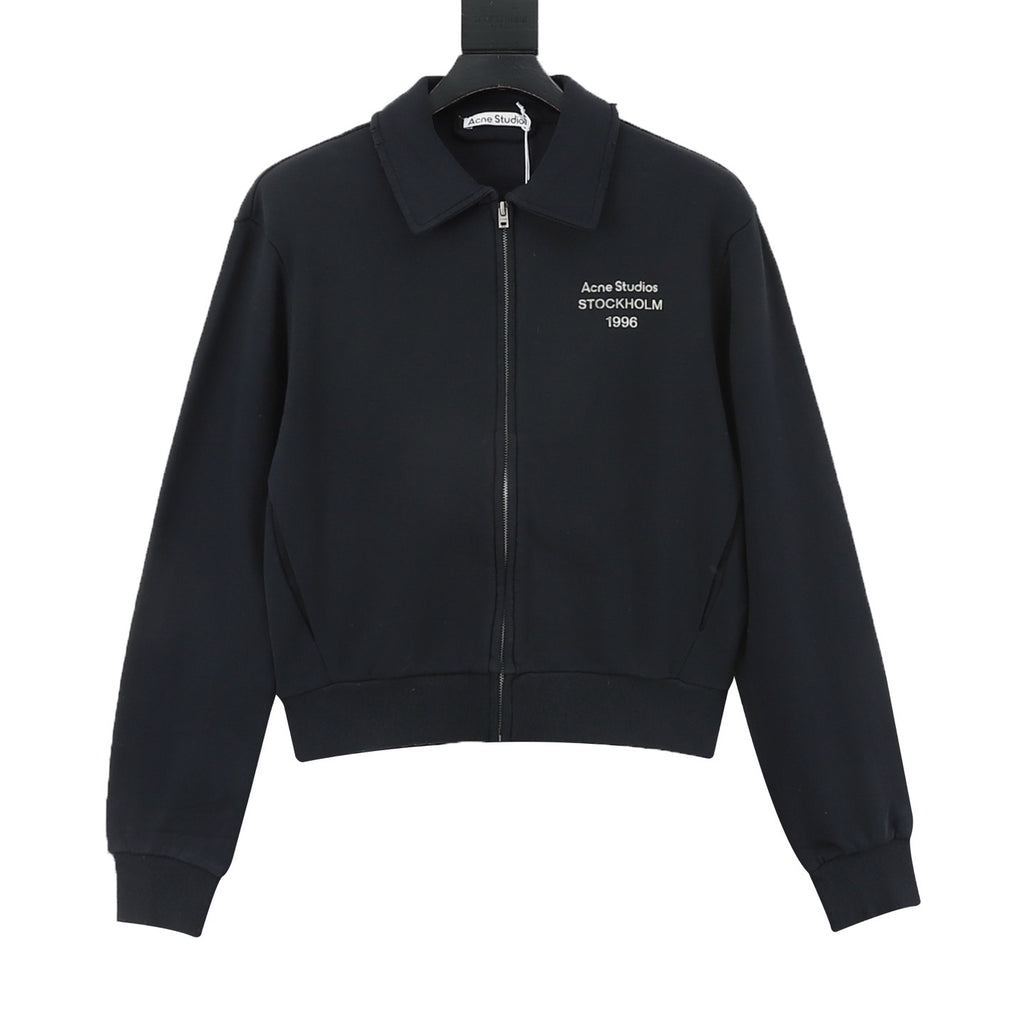 Acne Studios Women's Men's Black Stockholm 1996 Logo Zip-Up Jacket
