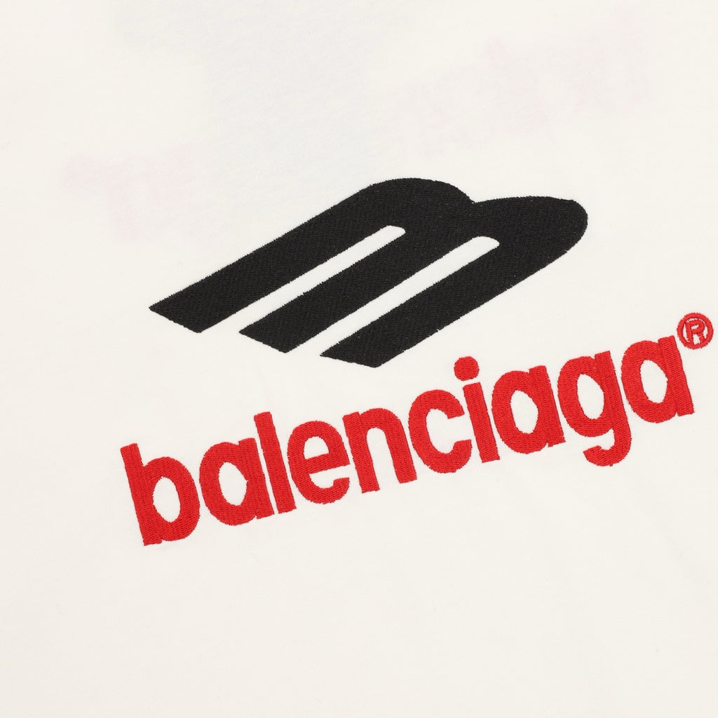 Balenciaga Classic 3M Reflective B Logo Embroidered Crewneck Long Sleeve T-Shirt | Black