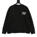 CH Embroidered Sanskrit Cross Distressed Knit Sweater