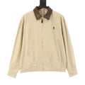 Prada Women's & Men's Beige Leather-Collar Crest Logo Harrington Jacket