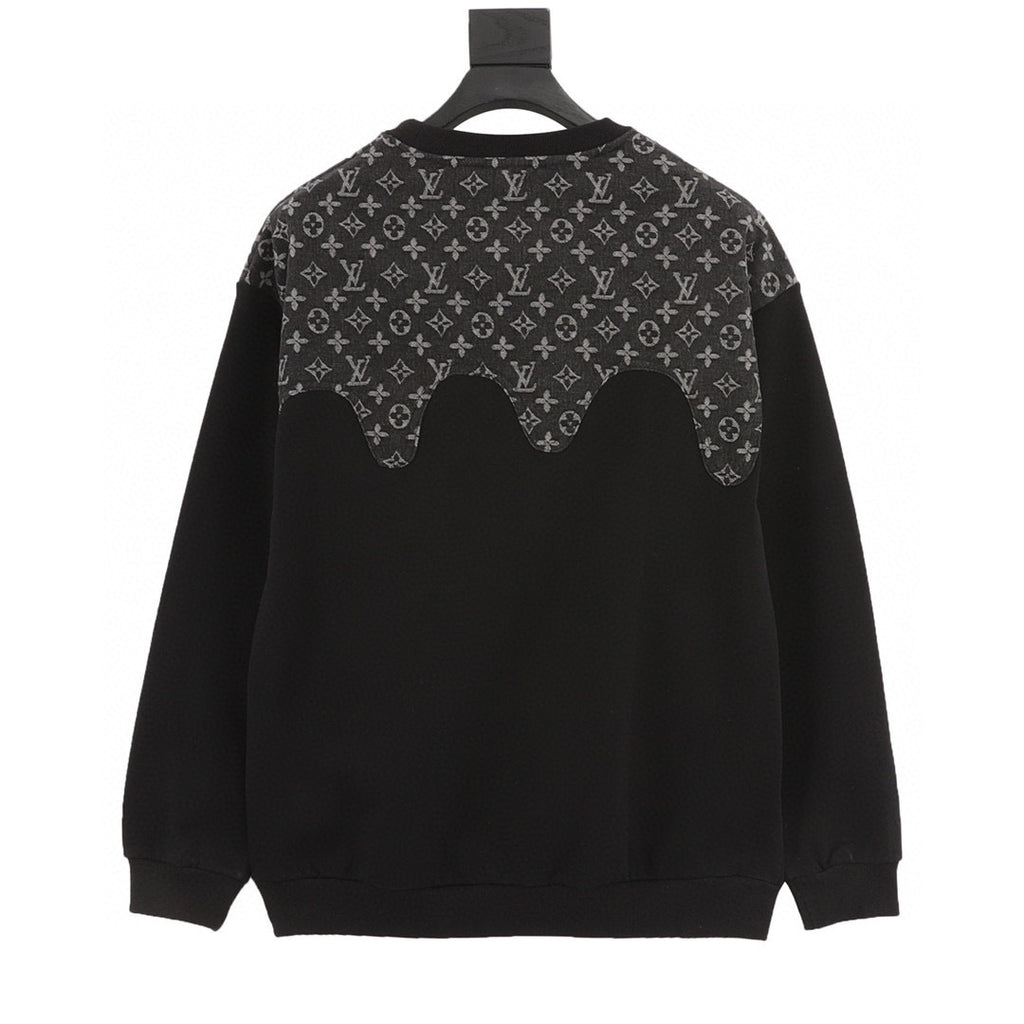 Louis Vuitton LV Monogram Denim Jacquard Circle Patchwork Crewneck Long-Sleeve Top
