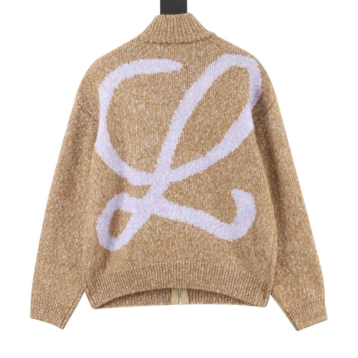 Loro Piana Women's Men's Camel Speckled Full-Zip Knit Sweater