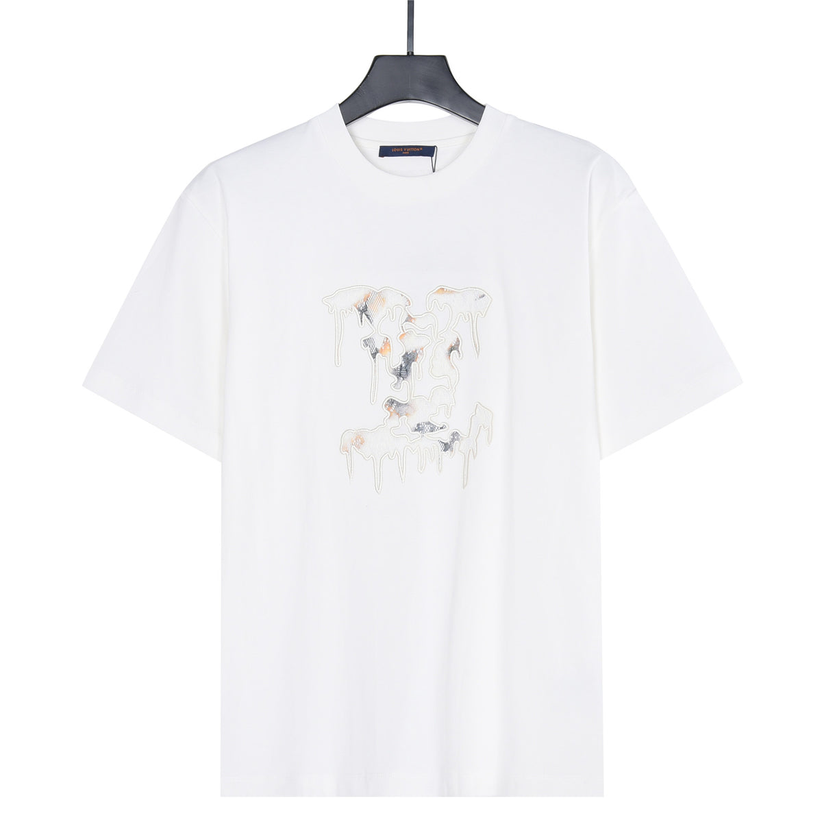 Louis Vuitton Drip-Effect LV Logo Short-Sleeve T-Shirt in White