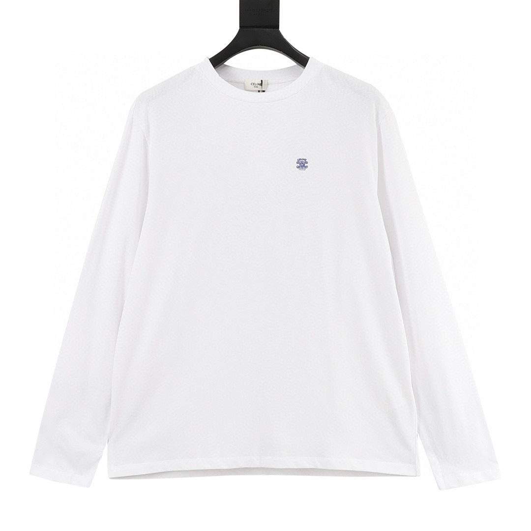 Celine Arc de Triomphe Embroidered Logo Long-Sleeve Tee
