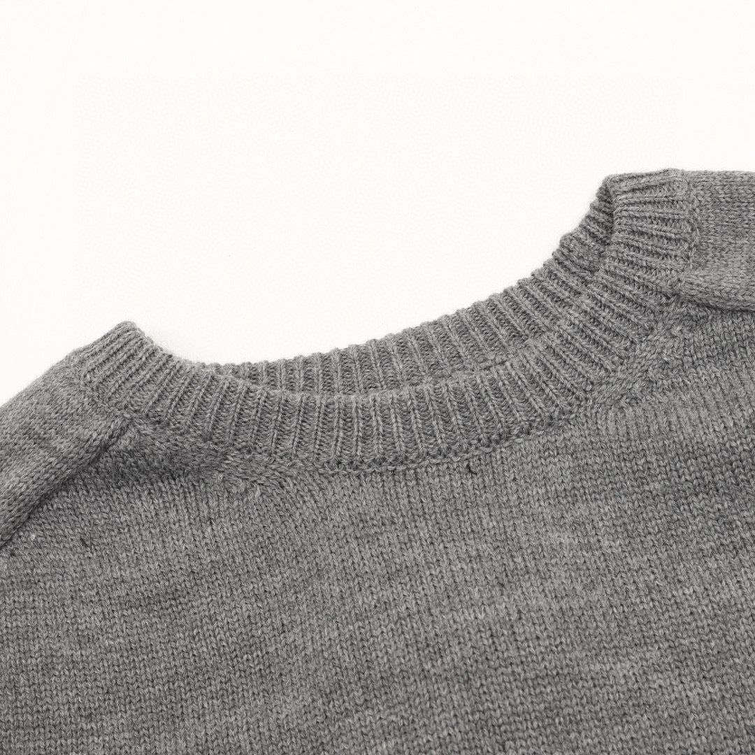 Celine Paris Back Chenille Appliqué Crew Neck Knit Sweater