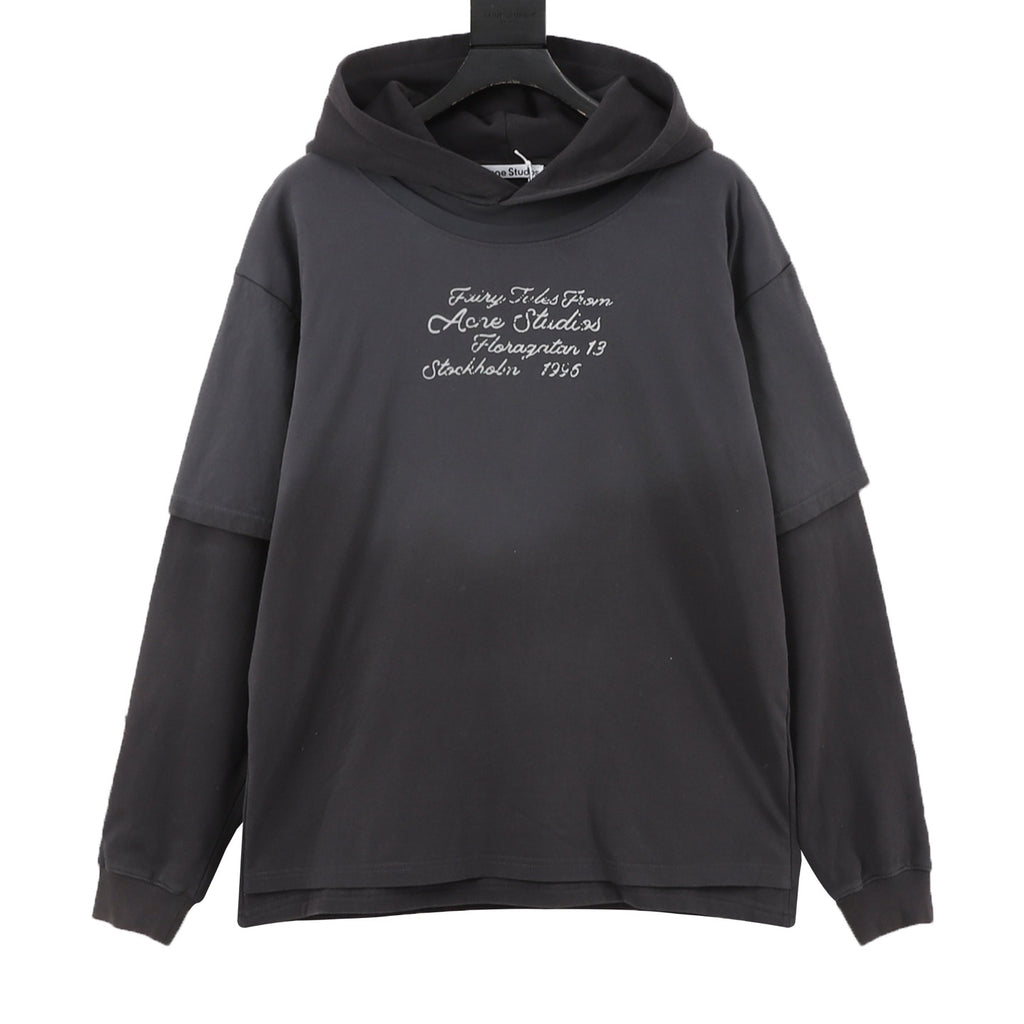 Acne Studios Women's Men's Dark Grey Fairy Tales Double-Layer Hoodie