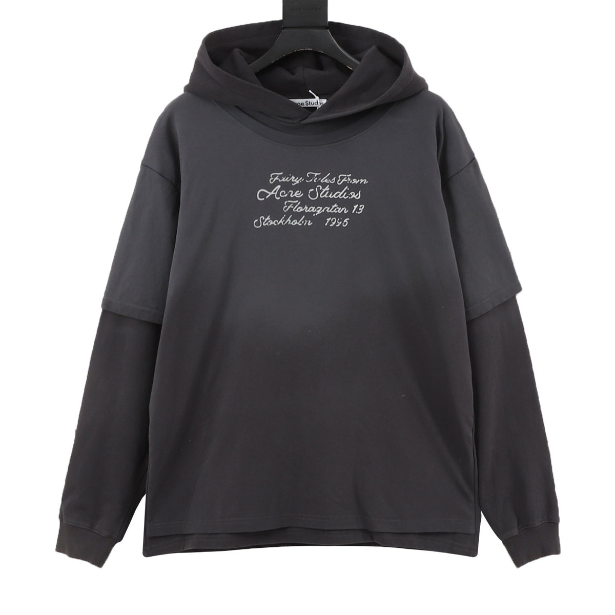 Acne Studios Women's Men's Dark Grey Fairy Tales Double-Layer Hoodie