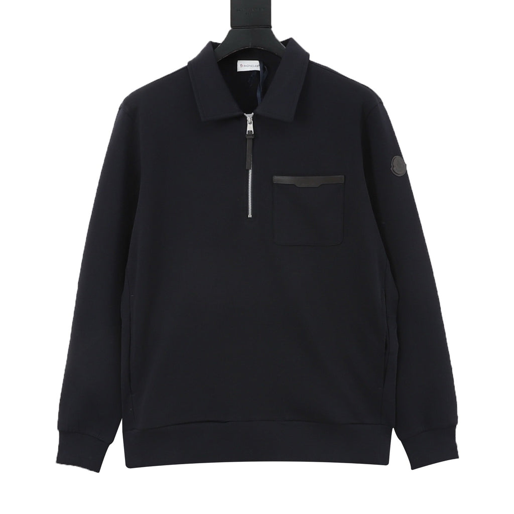 Moncler Women's Men's Navy Half-Zip Collared Sweatshirt
