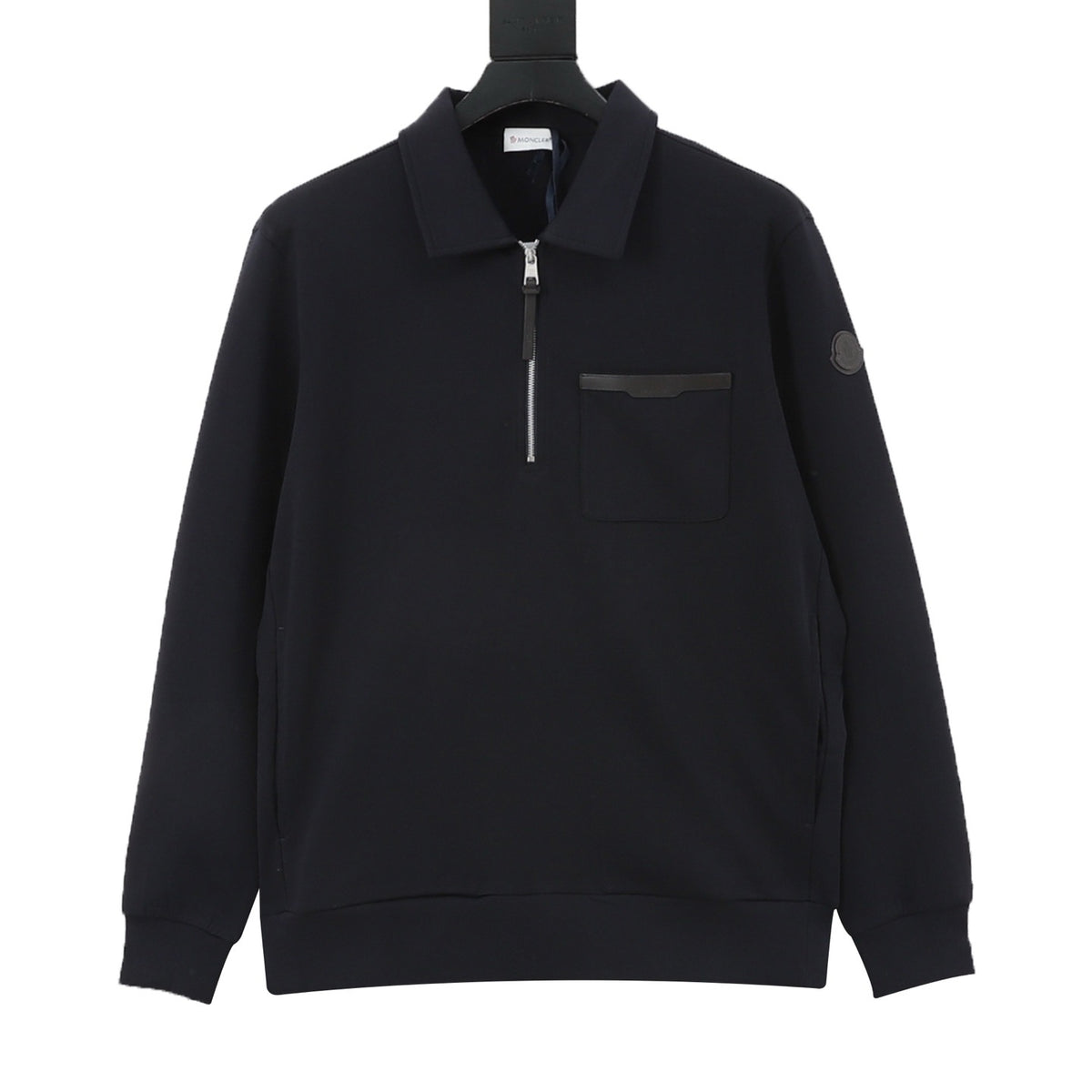 Moncler Women's Men's Navy Half-Zip Collared Sweatshirt
