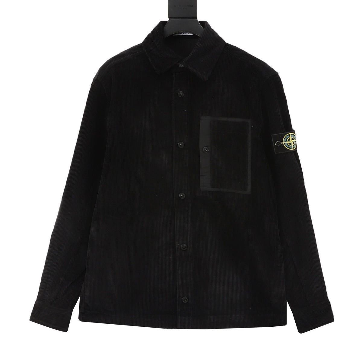 Stone Island Women's & Men's Black Compass Patch Corduroy Shirt Jacket