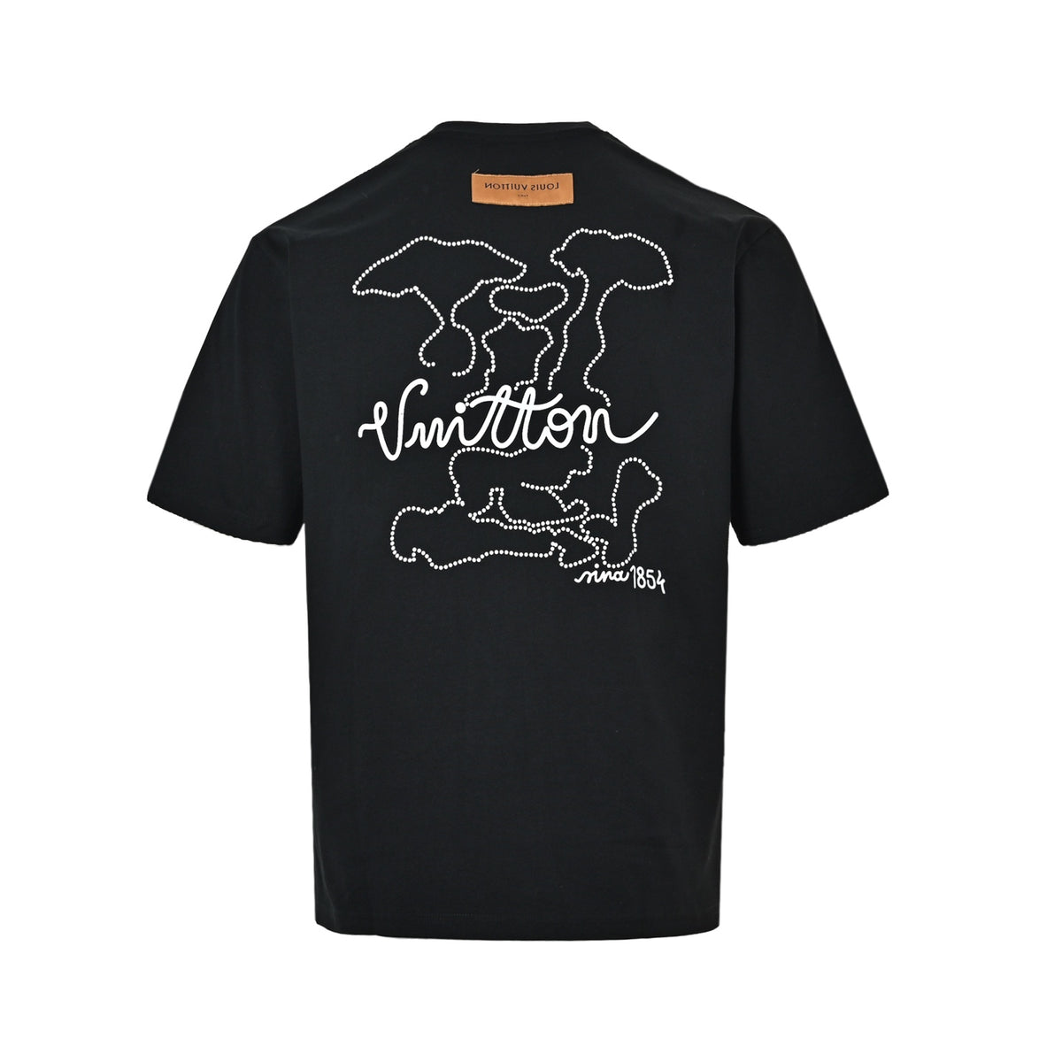 Louis Vuitton Line-Drawing LV Embroidered Short-Sleeve T-Shirt in Black