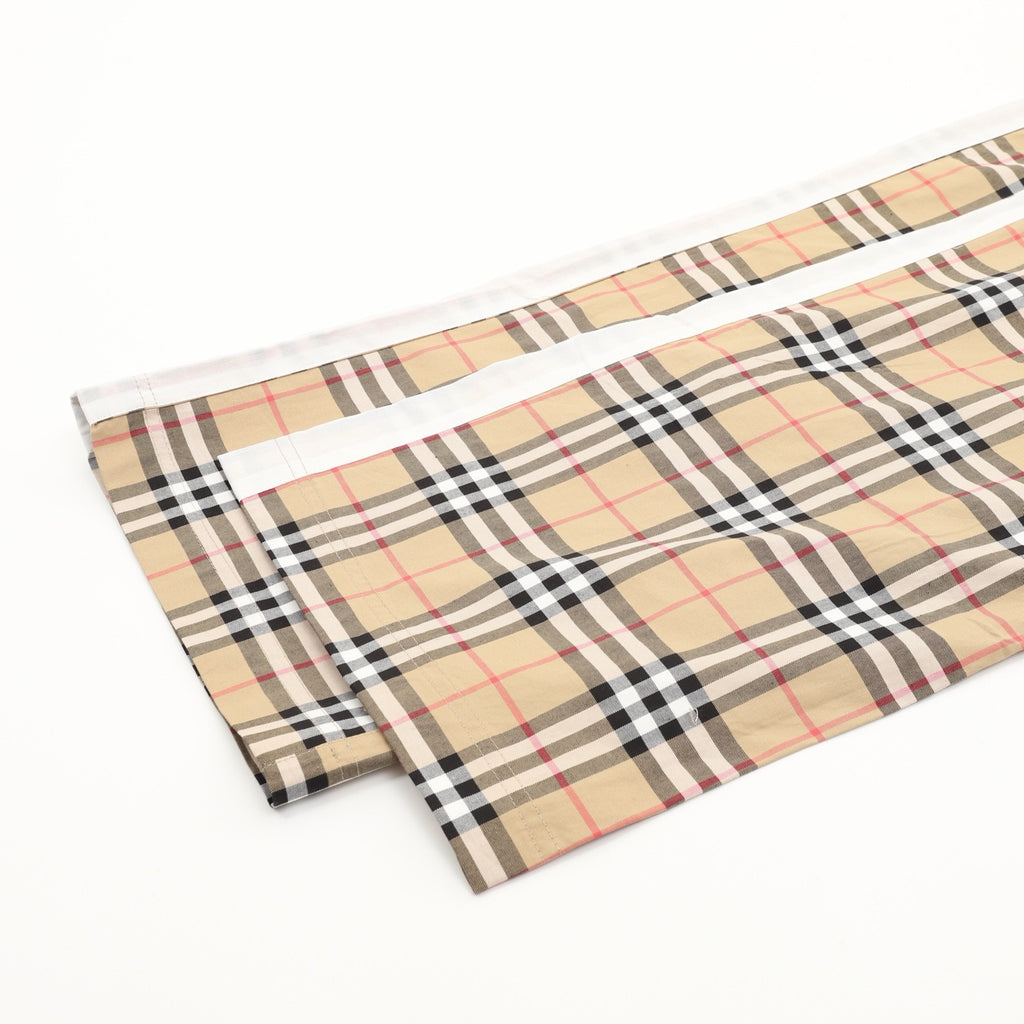 Burberry Vintage Check Wide-Leg Stretch Cotton Trousers | Camel Plaid White Side Stripe