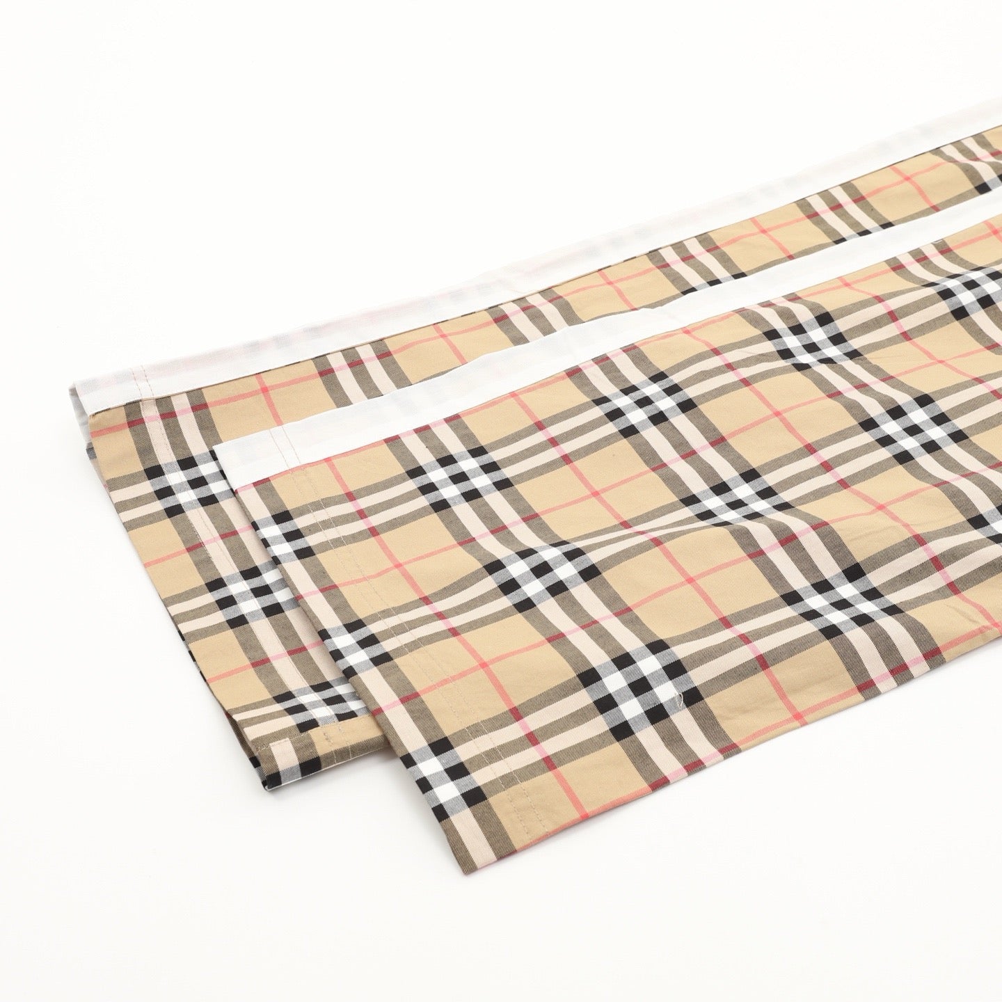 Burberry Vintage Check Wide-Leg Stretch Cotton Trousers | Camel Plaid White Side Stripe
