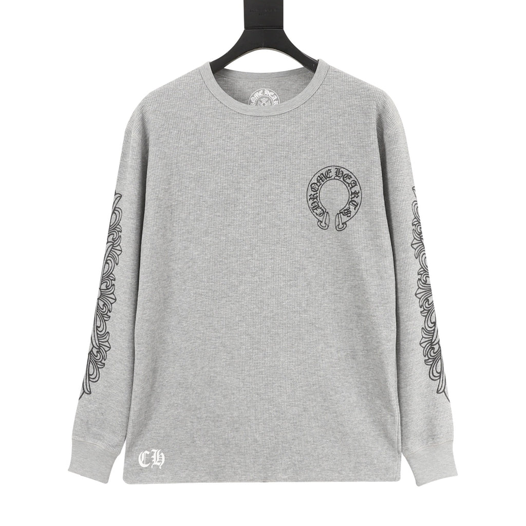 Chrome Hearts Cross Flower Scroll Arm Print Long Sleeve | Black Gothic Luxury Streetwear