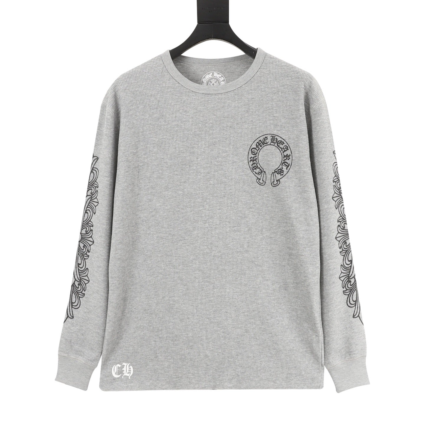 Chrome Hearts Cross Flower Scroll Arm Print Long Sleeve | Black Gothic Luxury Streetwear