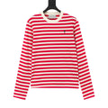 AMI Paris Women's & Men's Red & Off-White Striped Long Sleeve Heart Logo Top