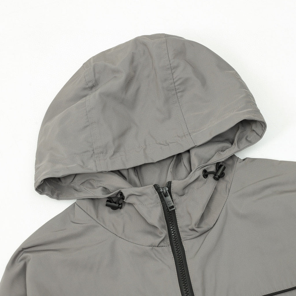 Chanel Vintage-Style Hooded Windbreaker with Embroidered Double-C Logo and Zipper Closure