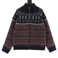 Loewe Fair Isle Jacquard Zip-Up Stand Collar Knit Cardigan