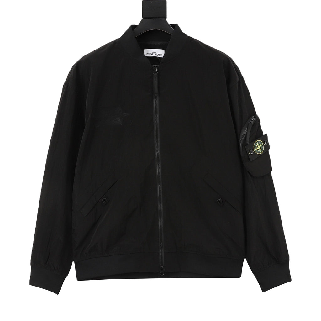 Stone Island Women's & Men's Black Sleeve Pocket Bomber Jacket