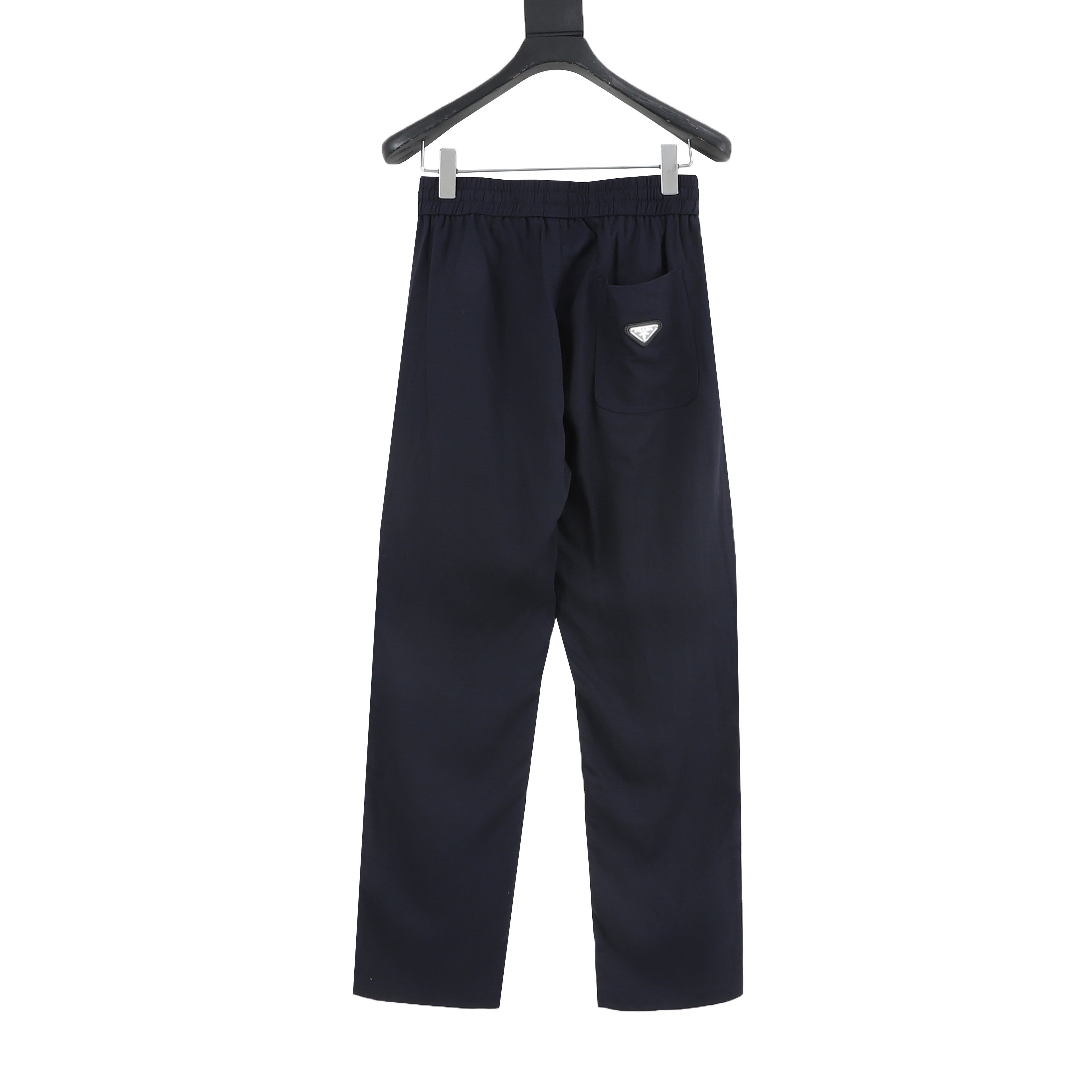 Prada Triangle Logo Linen-Blend Drawstring Wide-Leg Trousers