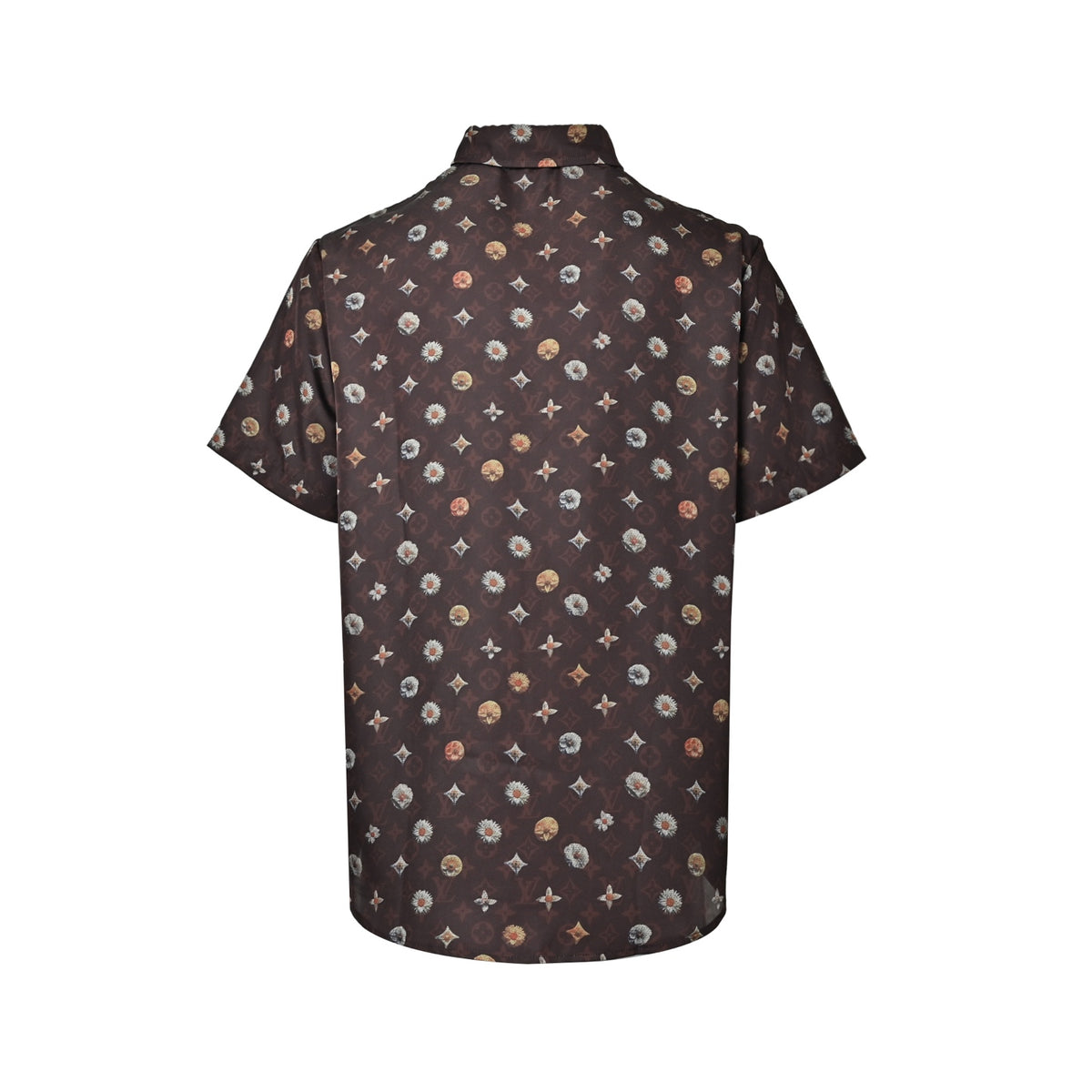 Louis Vuitton Floral Monogram Print Short-Sleeve Shirt in Brown