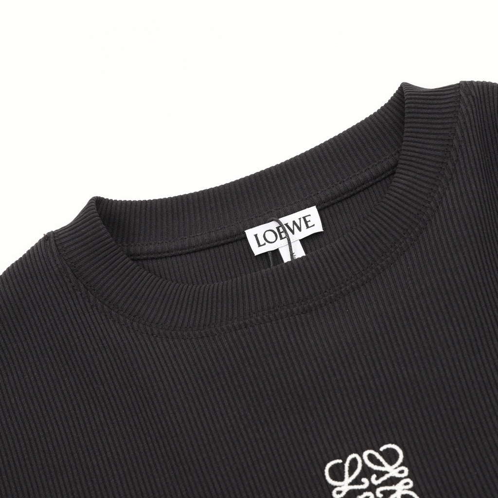 Loewe Anagram Embroidered Ribbed Long-Sleeve Top