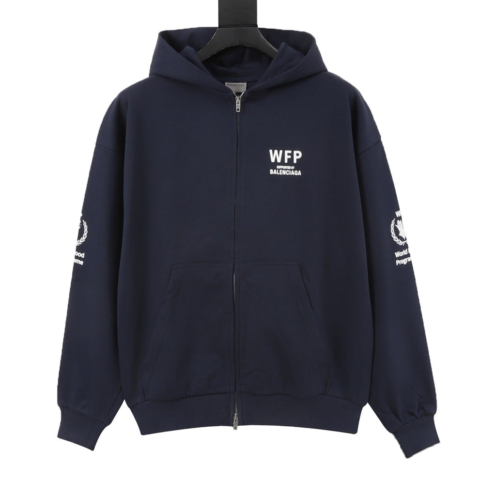 Balenciaga Women's Men's Navy WFP Zip-Up Hoodie