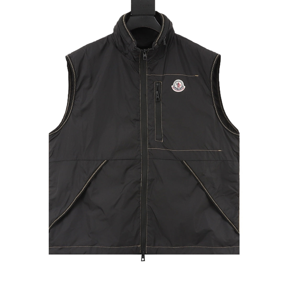 Moncler Women's & Men's Black Logo Patch Stand-Collar Zip-Up Vest